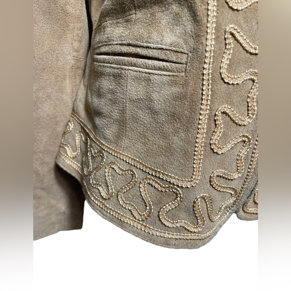 Bamboo Traders size Small 100% leather beige brown embroidered jacket‎ - Picture 3 of 8